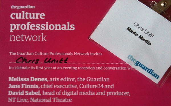 Guardian Cultural Professionals Network invitation