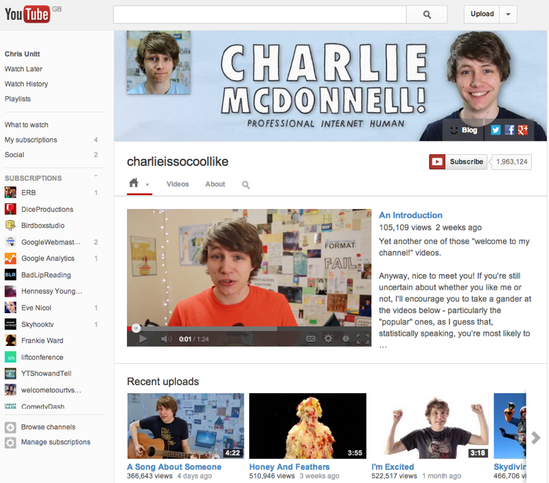 charlieissocoollike on YouTube